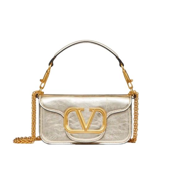 Valentino SMALL VALENTINO GARAVANI LOCÒ METALLIC CALFSKIN SHOULDER BAG