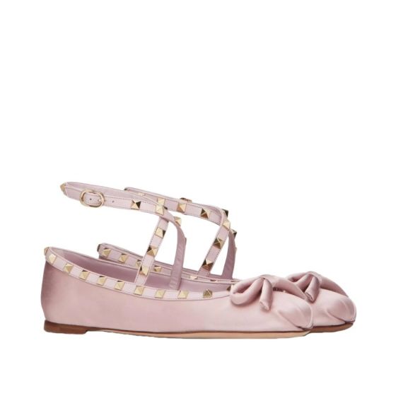 Valentino ROCKSTUD SATIN BALLERINA