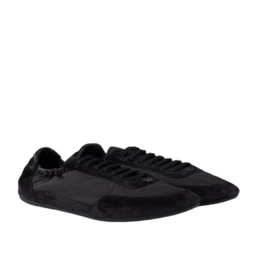 Prada Collapse Re-Nylon and suede elasticized sneakers