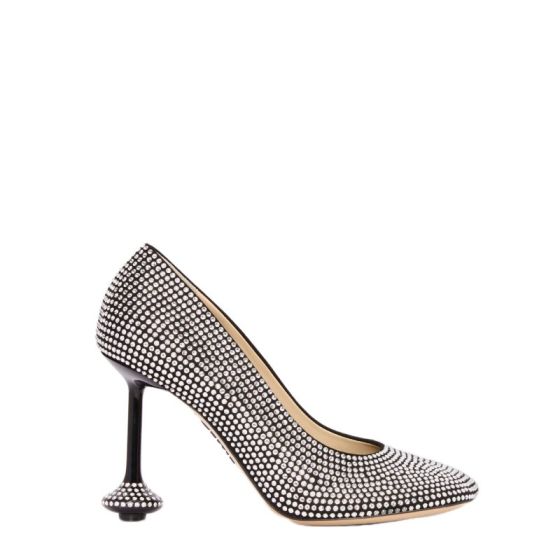LOEWE Toy pump in suede and allover rhinestones