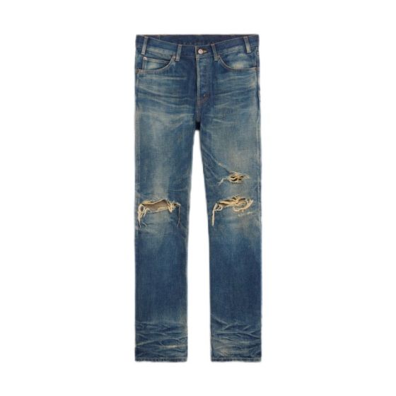 Celine kurt jeans in destroyed blue marble denim