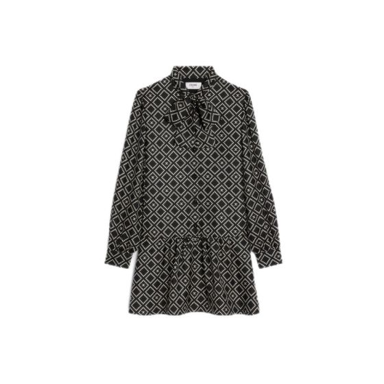 Celine Basque mini dress in silk twill