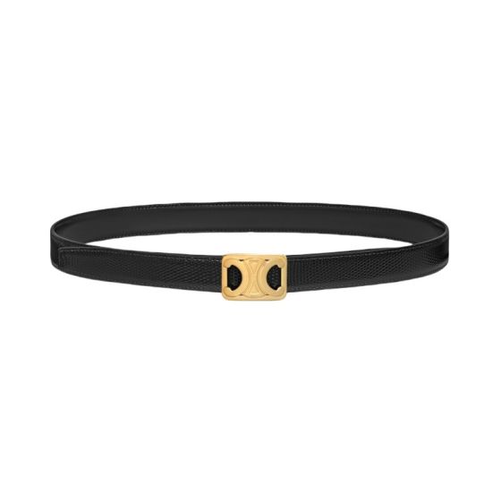Celine MEDIUM REVERSIBLE FRAMED TRIOMPHE BELT in TAURILLON AND LIZARD EMBOSSED CALFSKIN