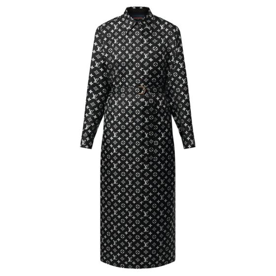 LV Monogram Silk Shirt Dress