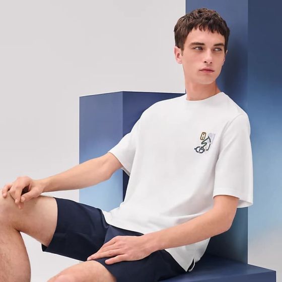 Hermès "H Puzzle" t-shirt with leather detail