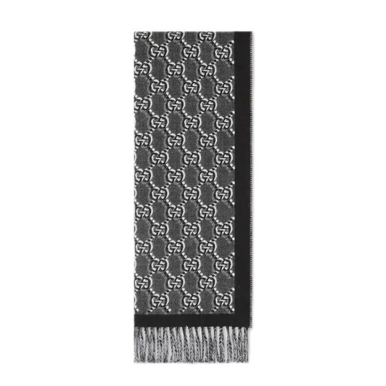 Gucci Wool jacquard scarf with GG Shadow