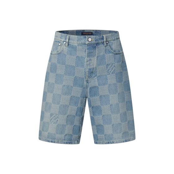 LV Damier 3D Light Denim Shorts