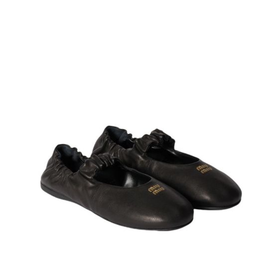 MIU MIU Ruches nappa leather ballerinas