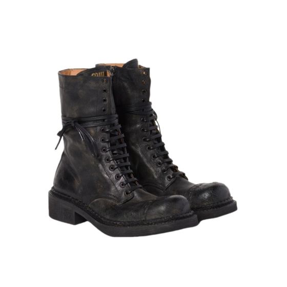 MIU MIU Leather laced booties