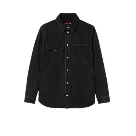 Denim shirt with Gucci embroidery