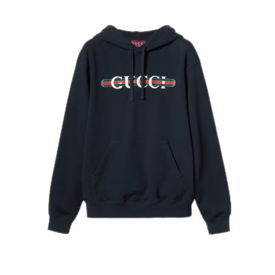 Gucci Printed cotton jersey hooded sweatshirt