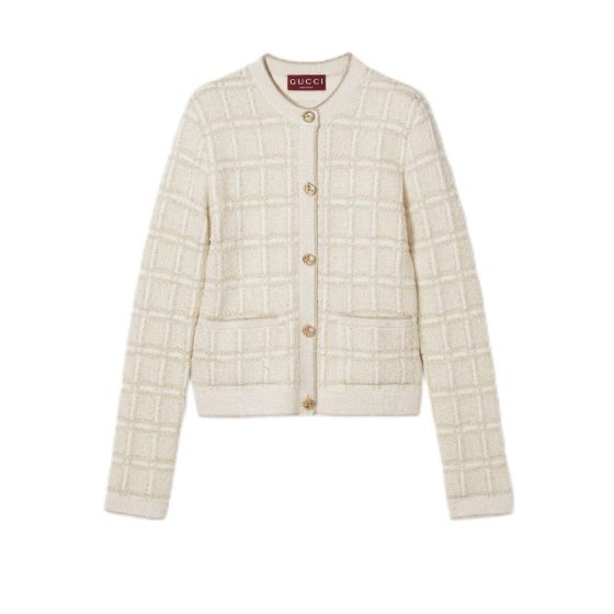 Gucci Wool and lamé check jacquard cardigan