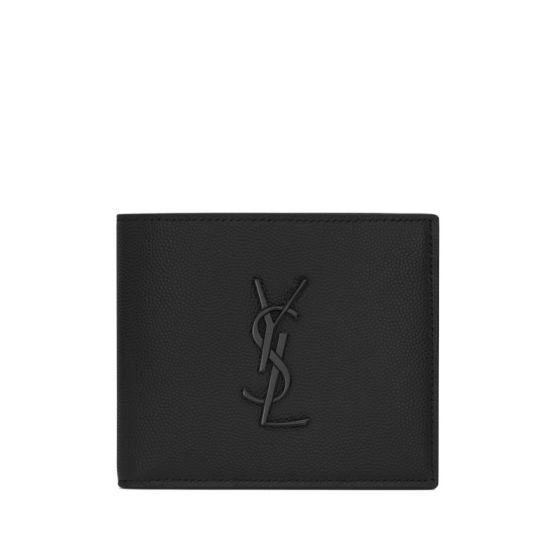YSL CASSANDRE East/West wallet in grain de poudre leather
