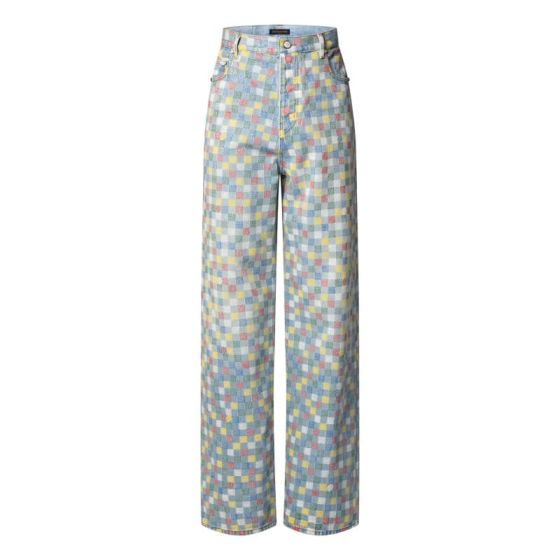 LV Damier Denim Wide-Leg Pants