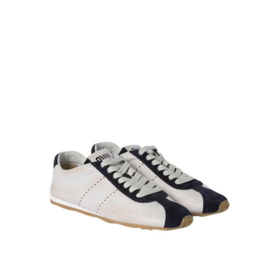 MIU MIU Plume nappa leather and suede sneakers