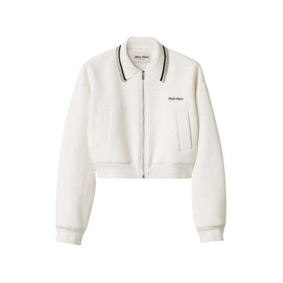 MIU MIU Bonded piqué and technical jersey blouson jacket