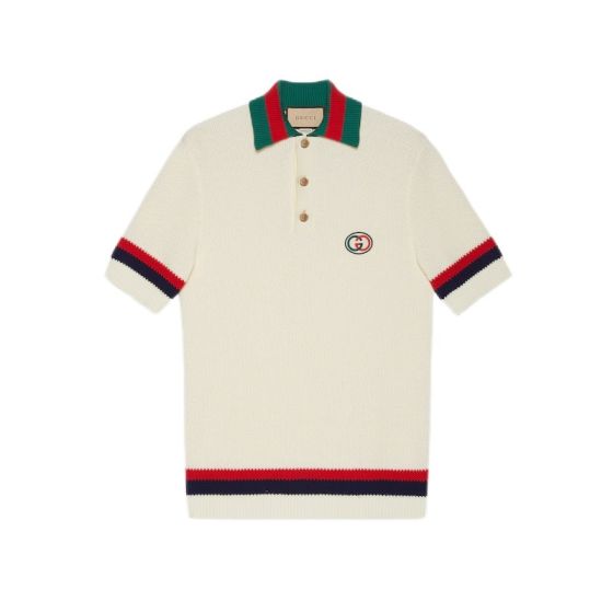 Gucci Knit cotton polo T-shirt with Web