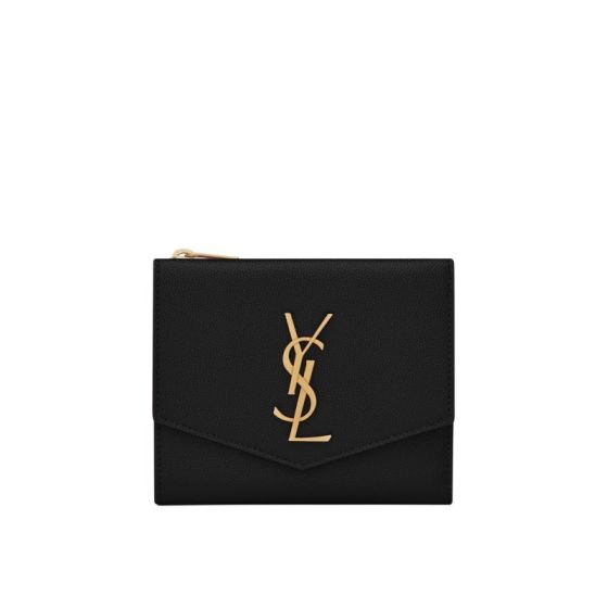 YSL UPTOWN Compact wallet in grain de poudre leather
