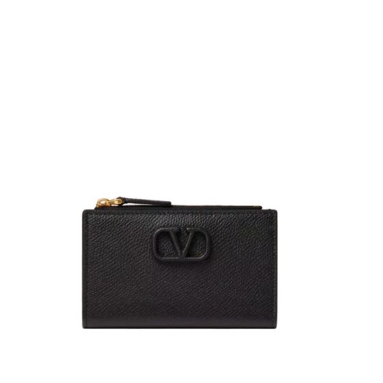 Valentino VLOGO SIGNATURE GRAINY CALFSKIN CARDHOLDER WTH ZIPPER