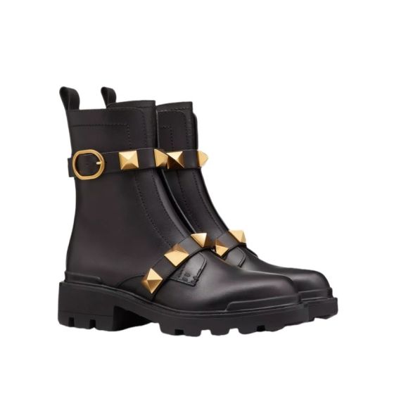 Valentino ROMAN STUD CALFSKIN COMBAT BOOT