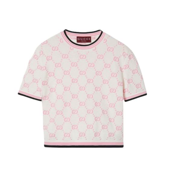 Gucci Cotton crewneck top with GG intarsia