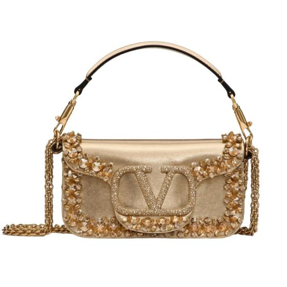 VALENTINO GARAVANI LOCÒ SMALL EMBROIDERED SHOULDER BAG