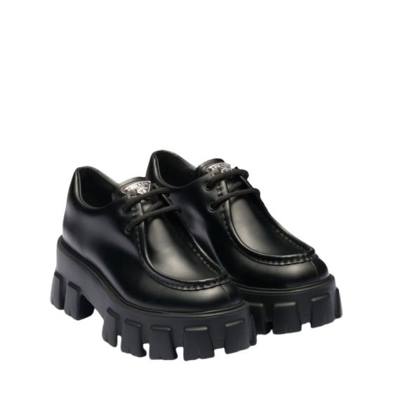 Prada Monolith brushed leather lace-up shoes