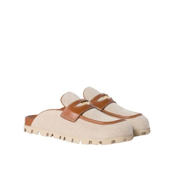 MIU MIU Canvas and leather mules
