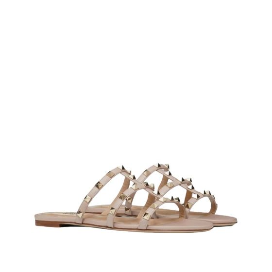 Valentino ROCKSTUD FLAT SLIDE SANDAL