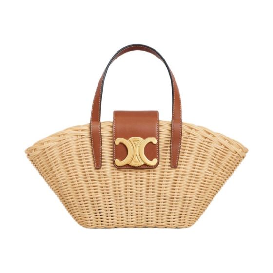 Celine TEEN COUFFIN IN WICKER AND NATURAL CALFSKIN