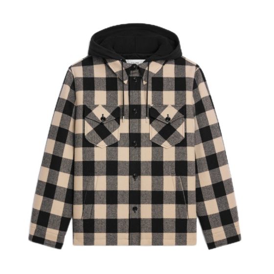 Celine hooded overshirt in check wool