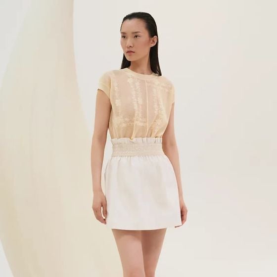 Hermès High-waisted smocked skirt