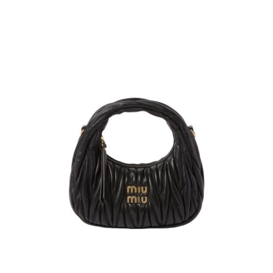 MIU MIU Wander matelassé nappa leather hobo mini-bag