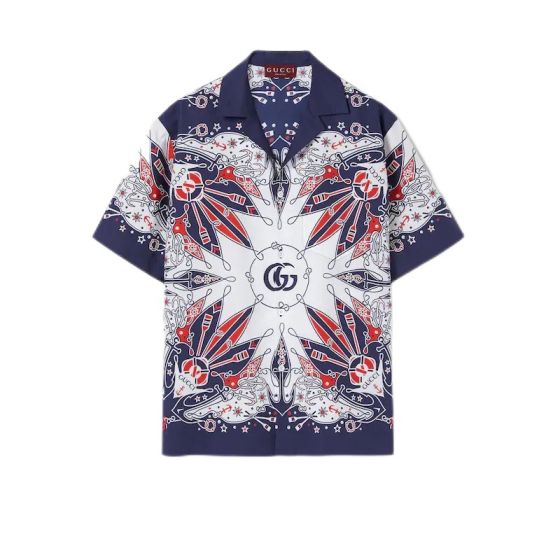 Gucci Double G bandana print cotton shirt