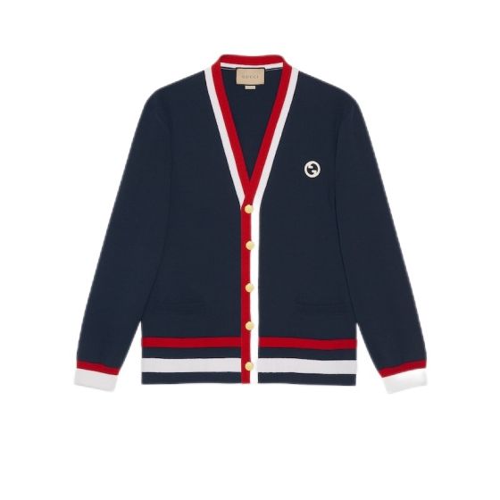 Gucci Knit wool cardigan with patch