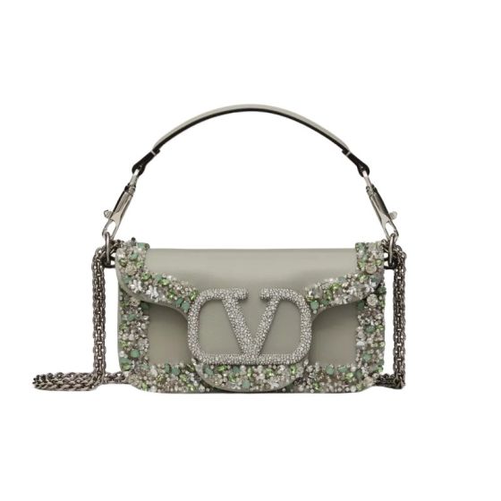 VALENTINO GARAVANI LOCÒ SMALL EMBROIDERED SHOULDER BAG