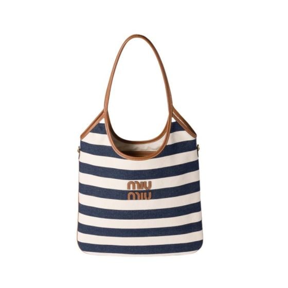 MIU MIU IVY canvas and leather tote bag