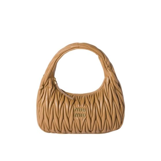 MIU MIU Wander matelassé nappa leather hobo bag