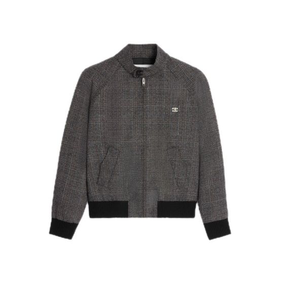 Celine triomphe blouson jacket in prince of wales wool