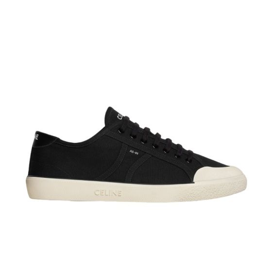 CELINE ALAN AS-01 LOW LACE-UP SNEAKER in CANVAS AND CALFSKIN