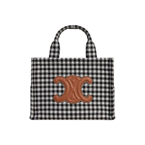 Celine SMALL CABAS THAIS IN VICHY TEXTILE AND CALFSKIN
