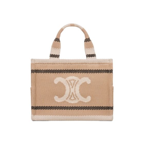 Celine SMALL CABAS THAIS IN STRIPED TEXTILE WITH TRIOMPHE