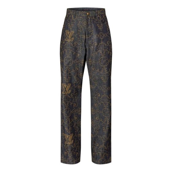 LV Embroidered Denim Pants