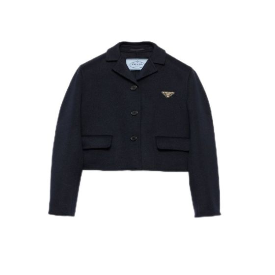 Prada Embroidered single-breasted cashgora jacket