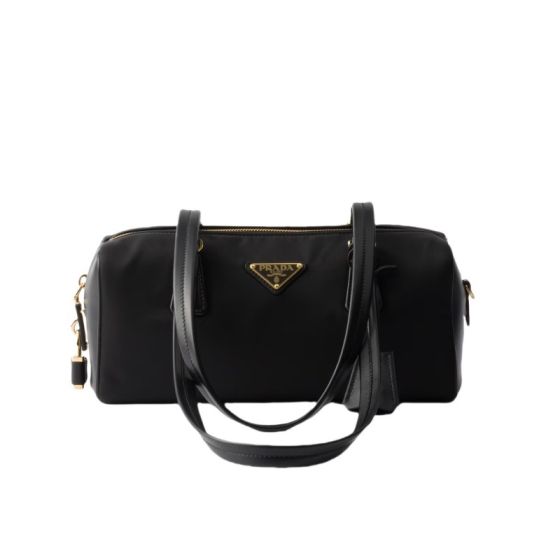 Prada Re-Nylon and leather medium top-handle bag with padlock