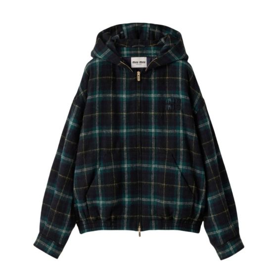 MIU MIU Plaid hoodie jacket