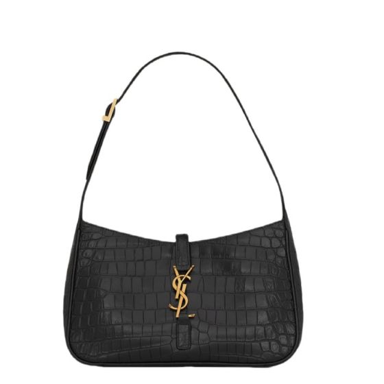 YSL LE 5 À 7 in crocodile-embossed shiny leather