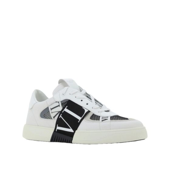 Valentino VL7N LOW-TOP SNEAKERS IN CALFSKIN AND MESH FABRIC WITH BANDS