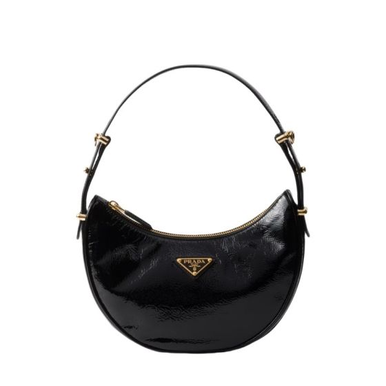 Prada Arqué naplak patent leather shoulder bag
