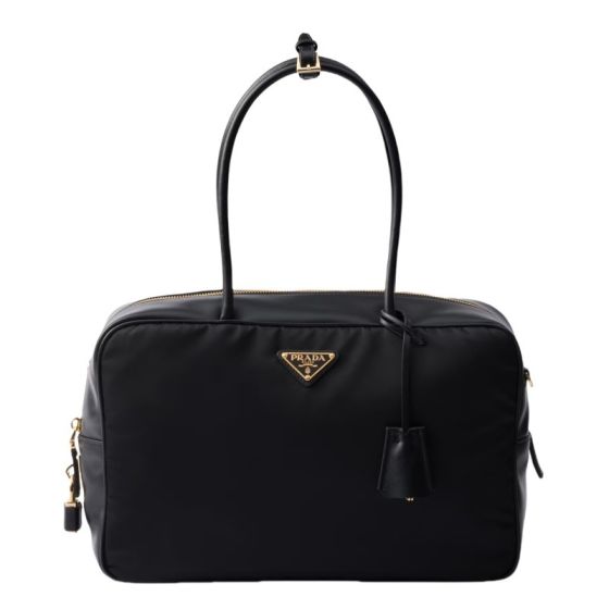 Prada Large Re-Nylon and leather top-handle bag with padlock